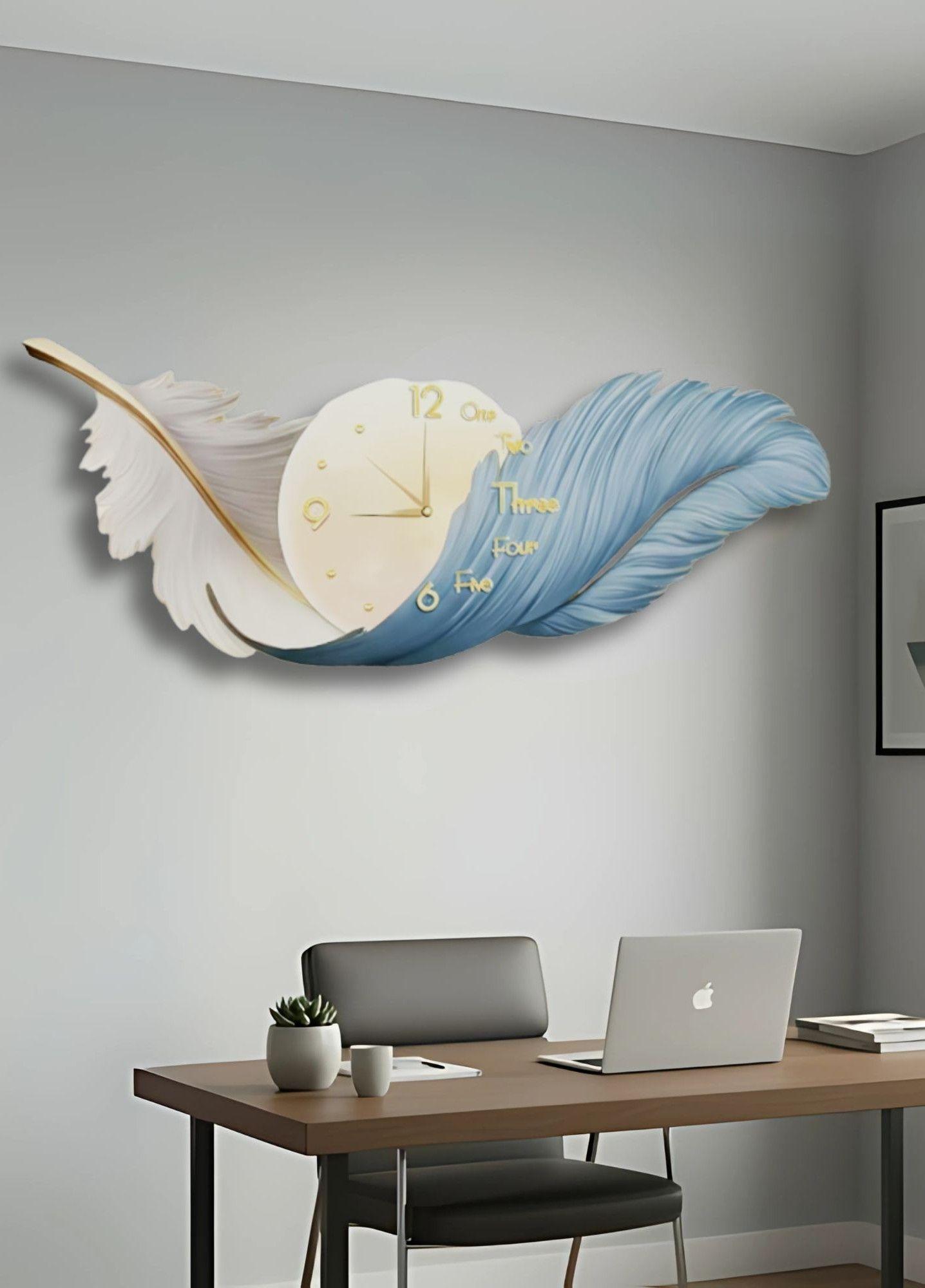 Reloj Pared LED Decorativo Diseño Pluma 3D Hogar Jhn-4