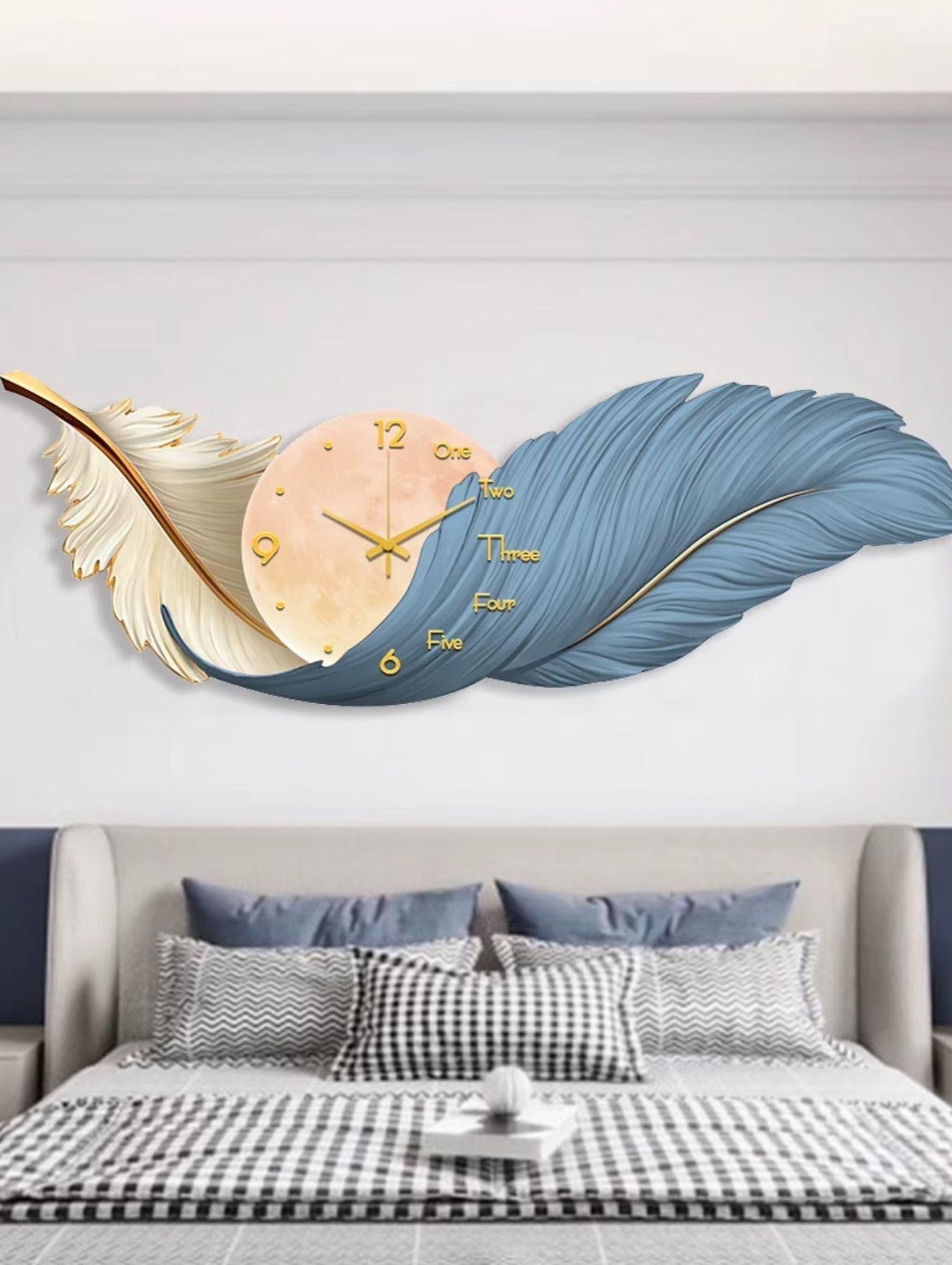 Reloj Pared LED Decorativo Diseño Pluma 3D Hogar Jhn-5