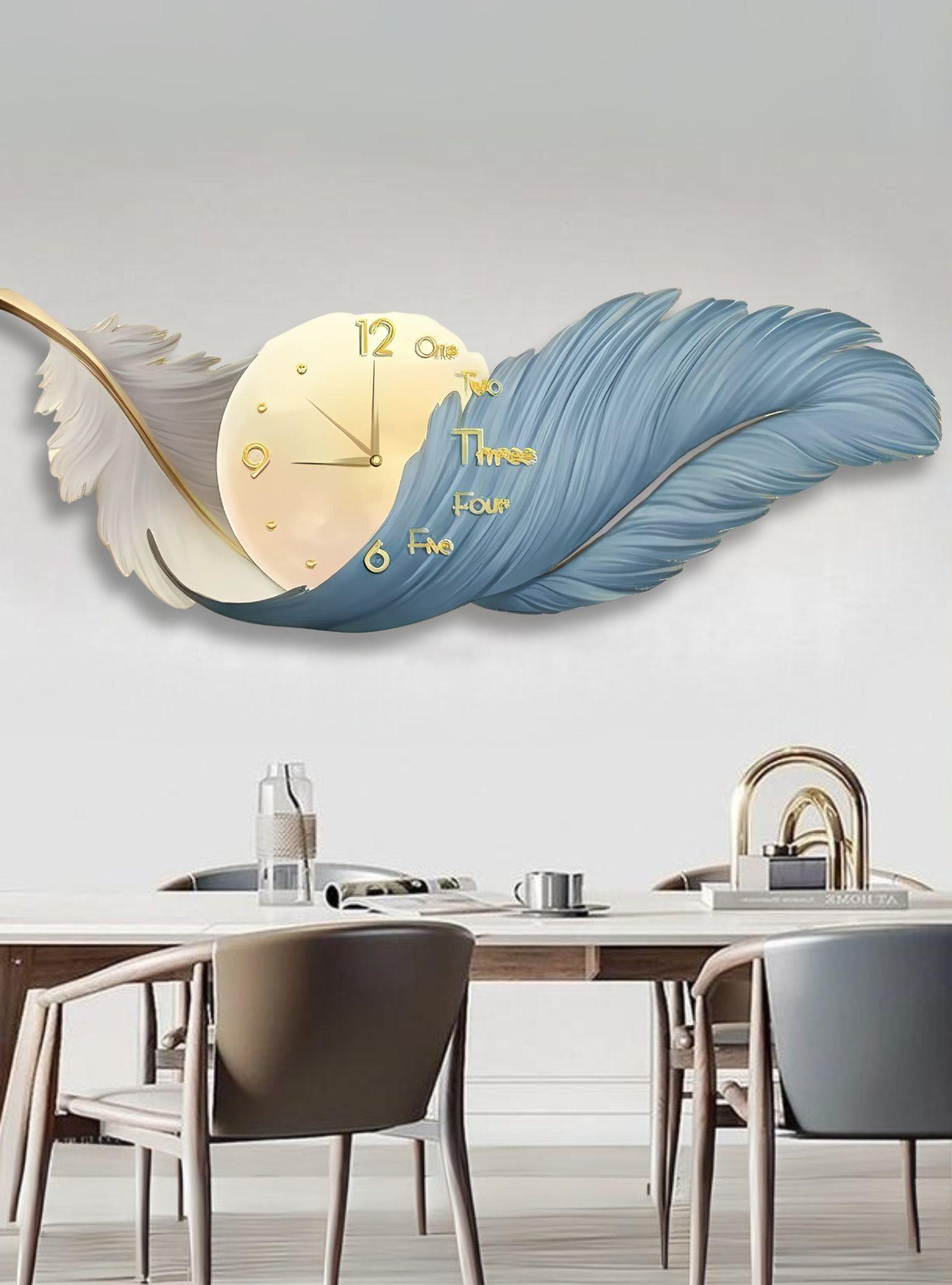 Reloj Pared LED Decorativo Diseño Pluma 3D Hogar Jhn-7