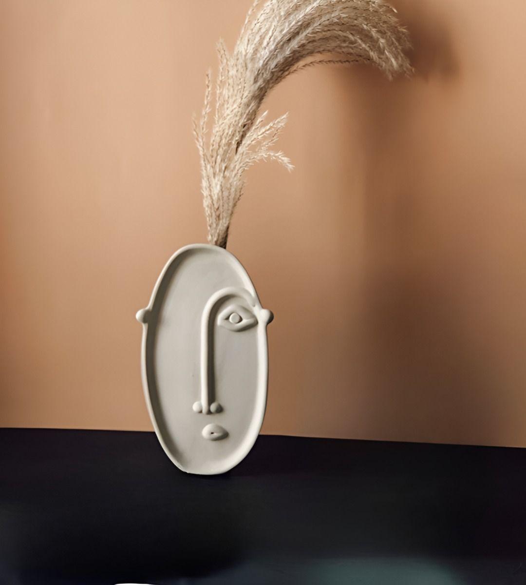 Set 2 Jarrón Cerámica Decoración Nórdico Flores Blanco Jhn-3
