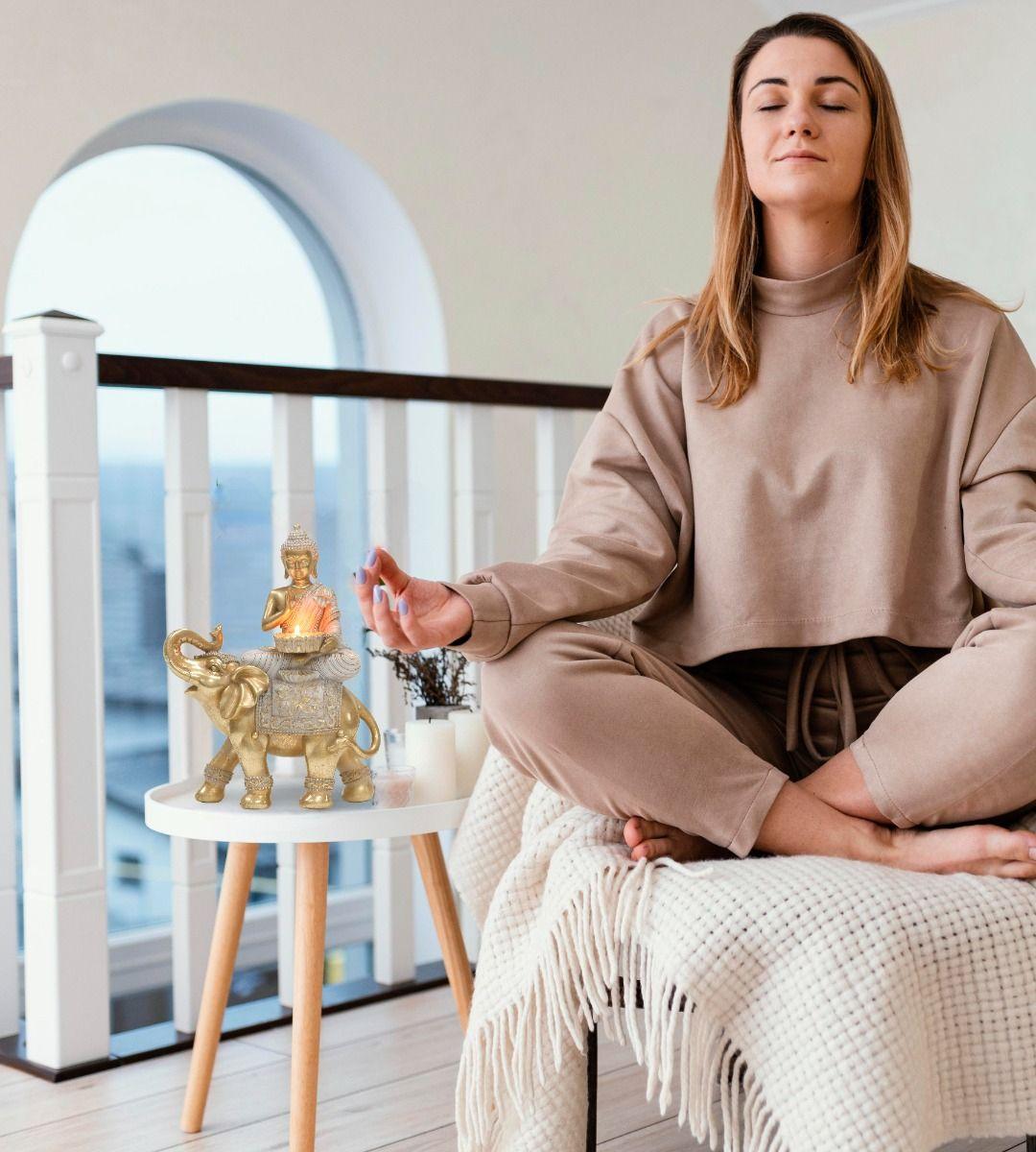 Portavelas Decorativo Mesa Estatua Elefante Zen Hogar Jhn-2