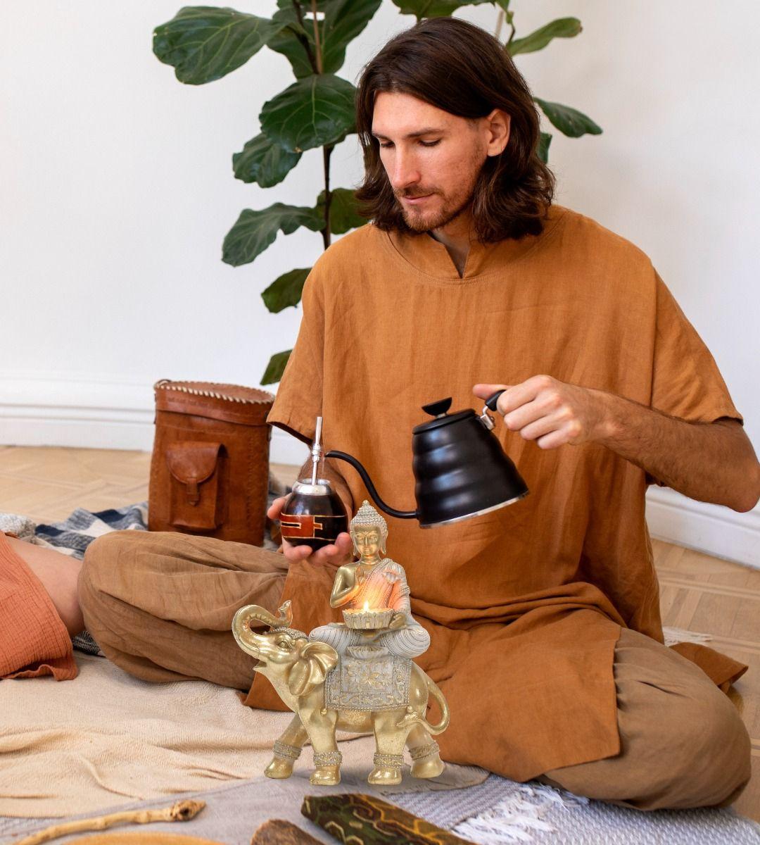 Portavelas Decorativo Mesa Estatua Elefante Zen Hogar Jhn-3