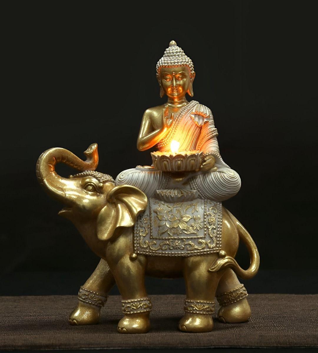 Portavelas Decorativo Mesa Estatua Elefante Zen Hogar Jhn-6