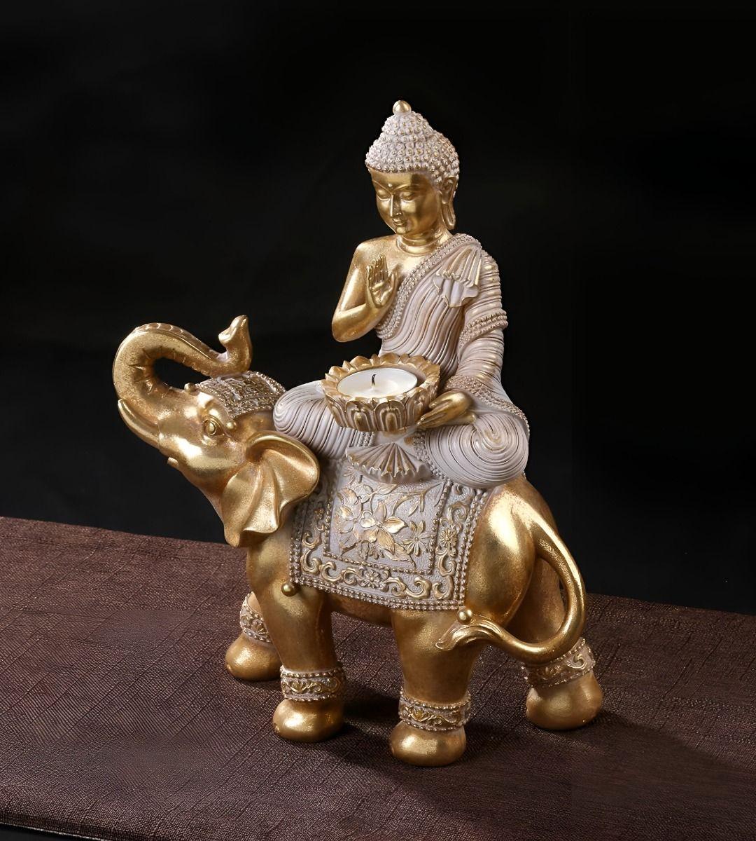 Portavelas Decorativo Mesa Estatua Elefante Zen Hogar Jhn-7