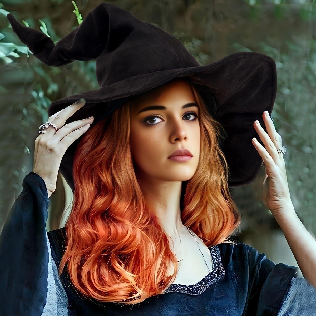 Sombrero Bruja Gamuza Halloween Unisex Flexible Pack x12 Jhn-2