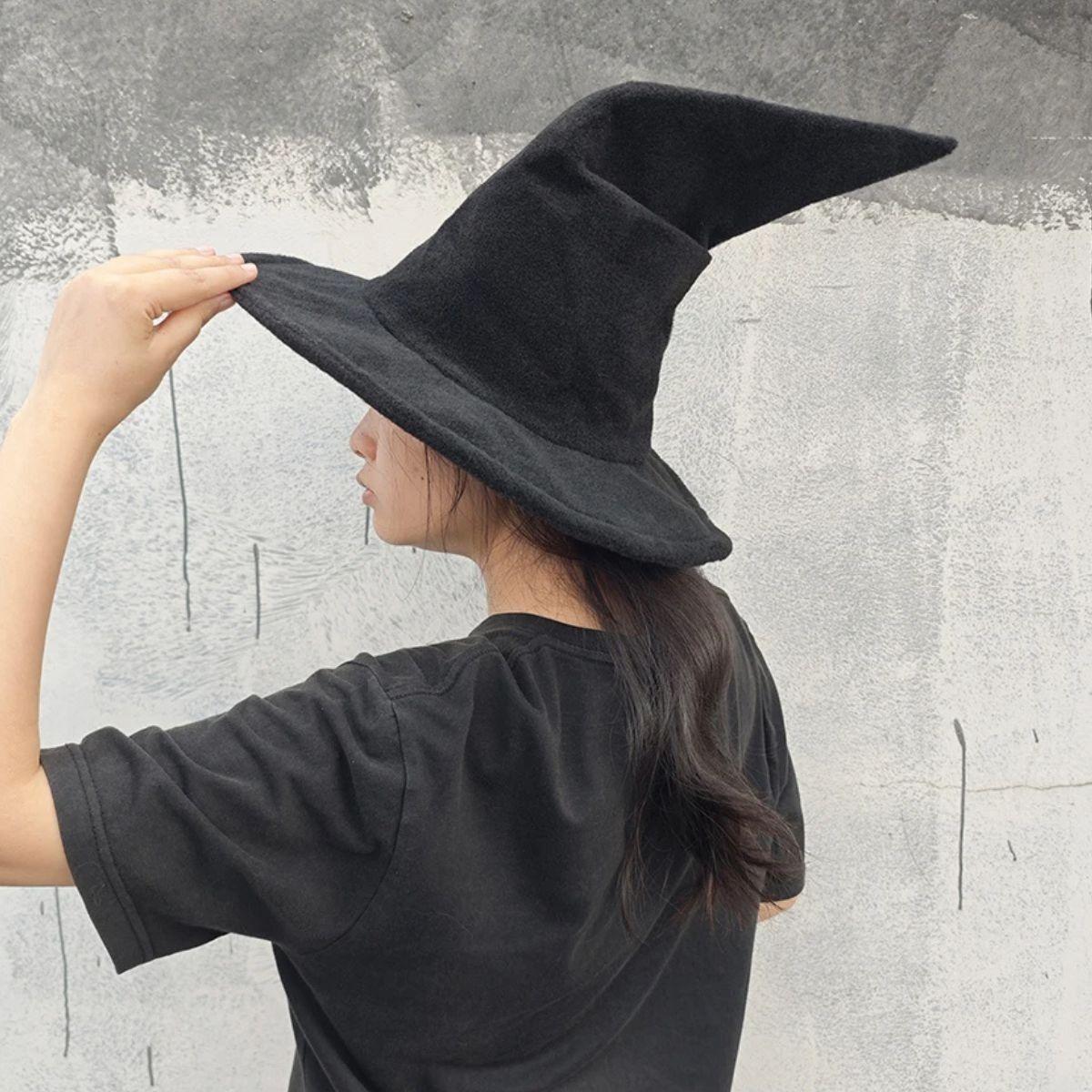 Sombrero Bruja Gamuza Halloween Unisex Flexible Pack x12 Jhn-9