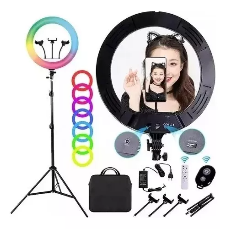 Aro Luz Rgb Soporte Teléfono Iluminacion Divertidad Rondon-6