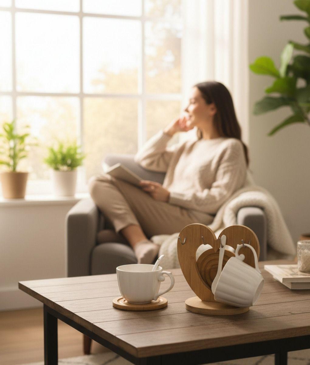 Set 2 Tazas Soporte Exhibición Decorativo Funcional Jhn-5