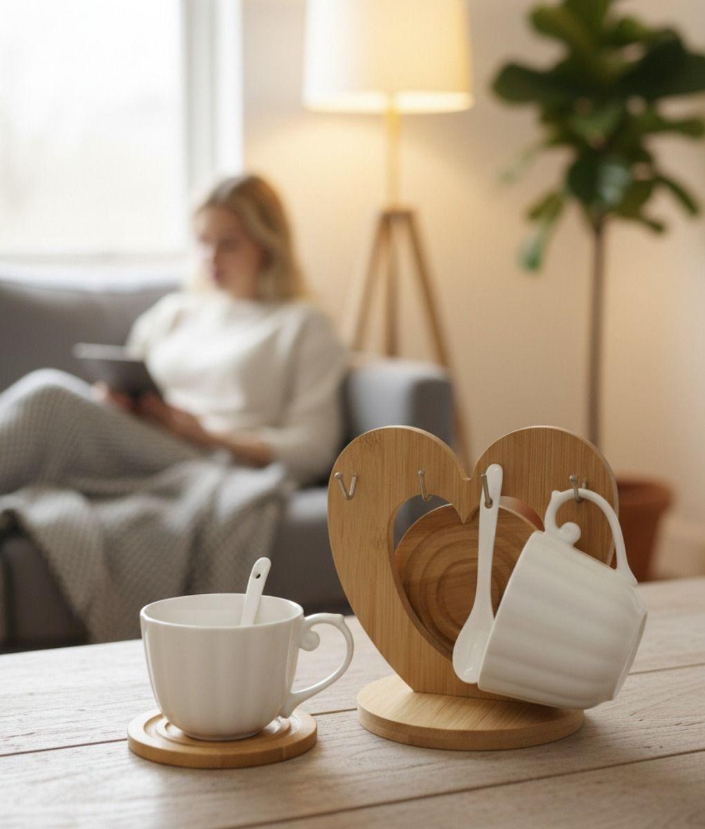 Set 2 Tazas Soporte Exhibición Decorativo Funcional Jhn-7