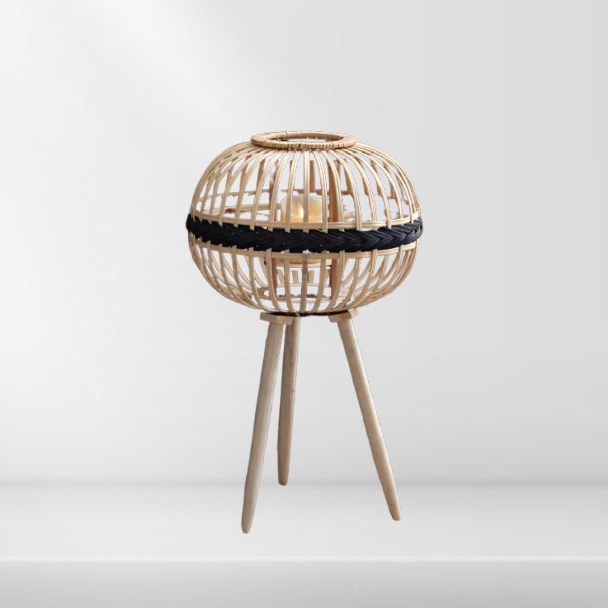 Candelabro Japonés Mimbre Bambú Decora Artesanal Natural Lau-2