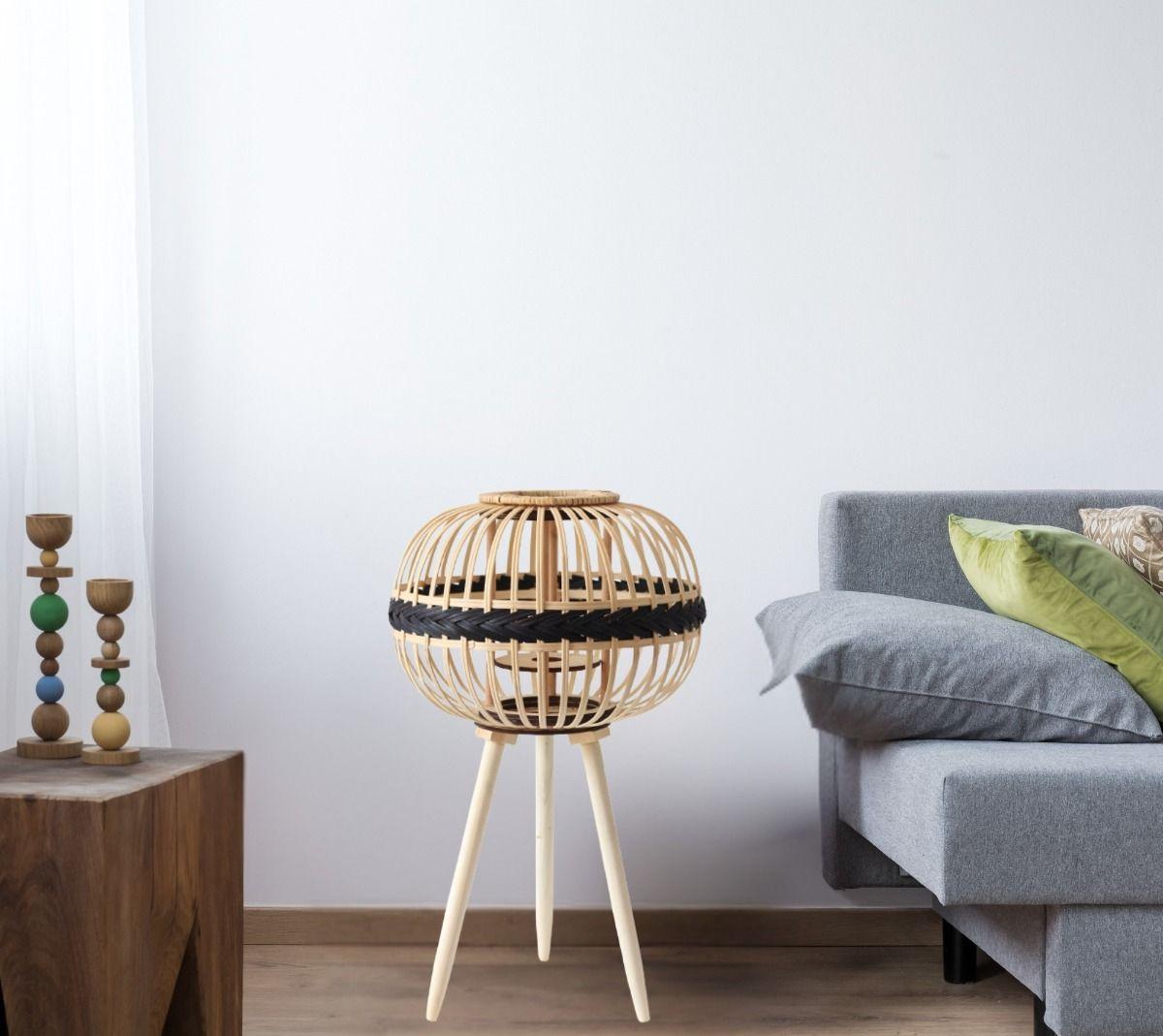 Candelabro Japonés Mimbre Bambú Decora Artesanal Natural Lau-4