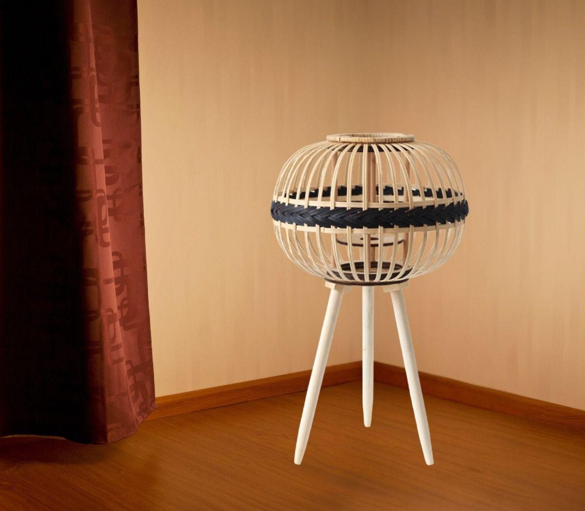 Candelabro Japonés Mimbre Bambú Decora Artesanal Natural Lau-5