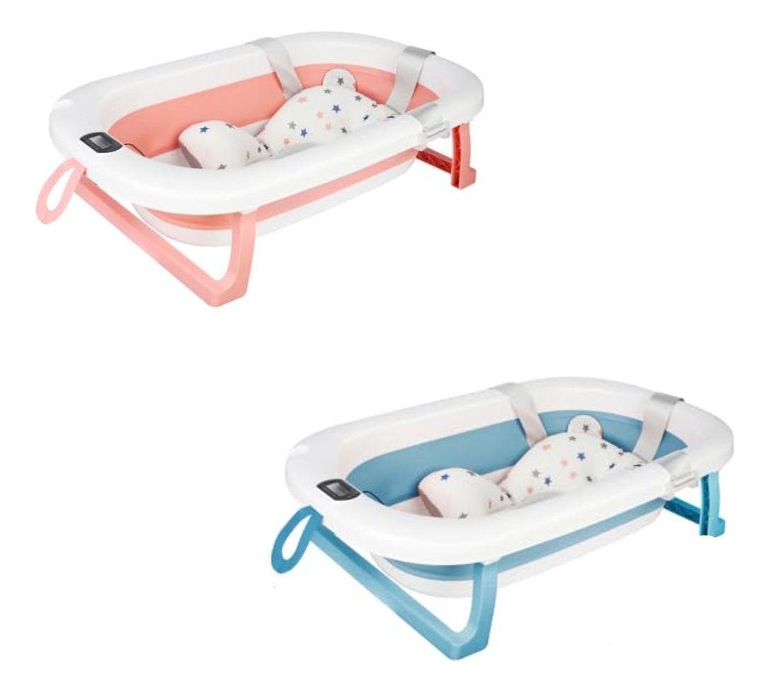 BAÑERA + TERMOMETRO  COJIN ANTIDESLIZANTE PORTATIL BEBE LAU-4