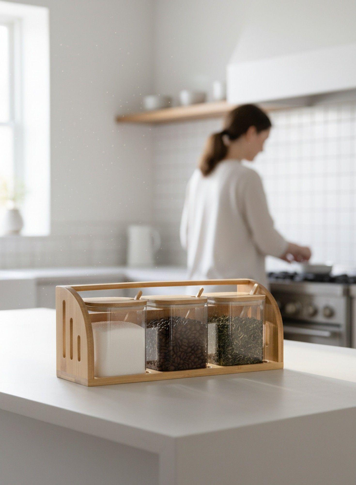 Set 3 Frascos Almacenamiento Asa Transporte Contenedor Jhn-2