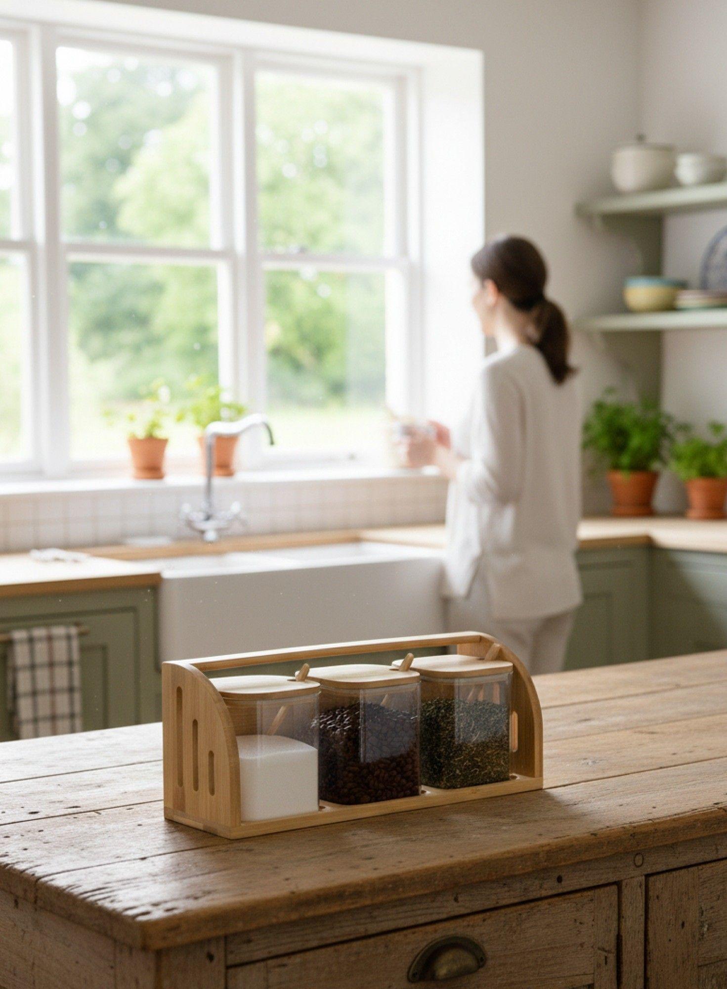 Set 3 Frascos Almacenamiento Asa Transporte Contenedor Jhn-5