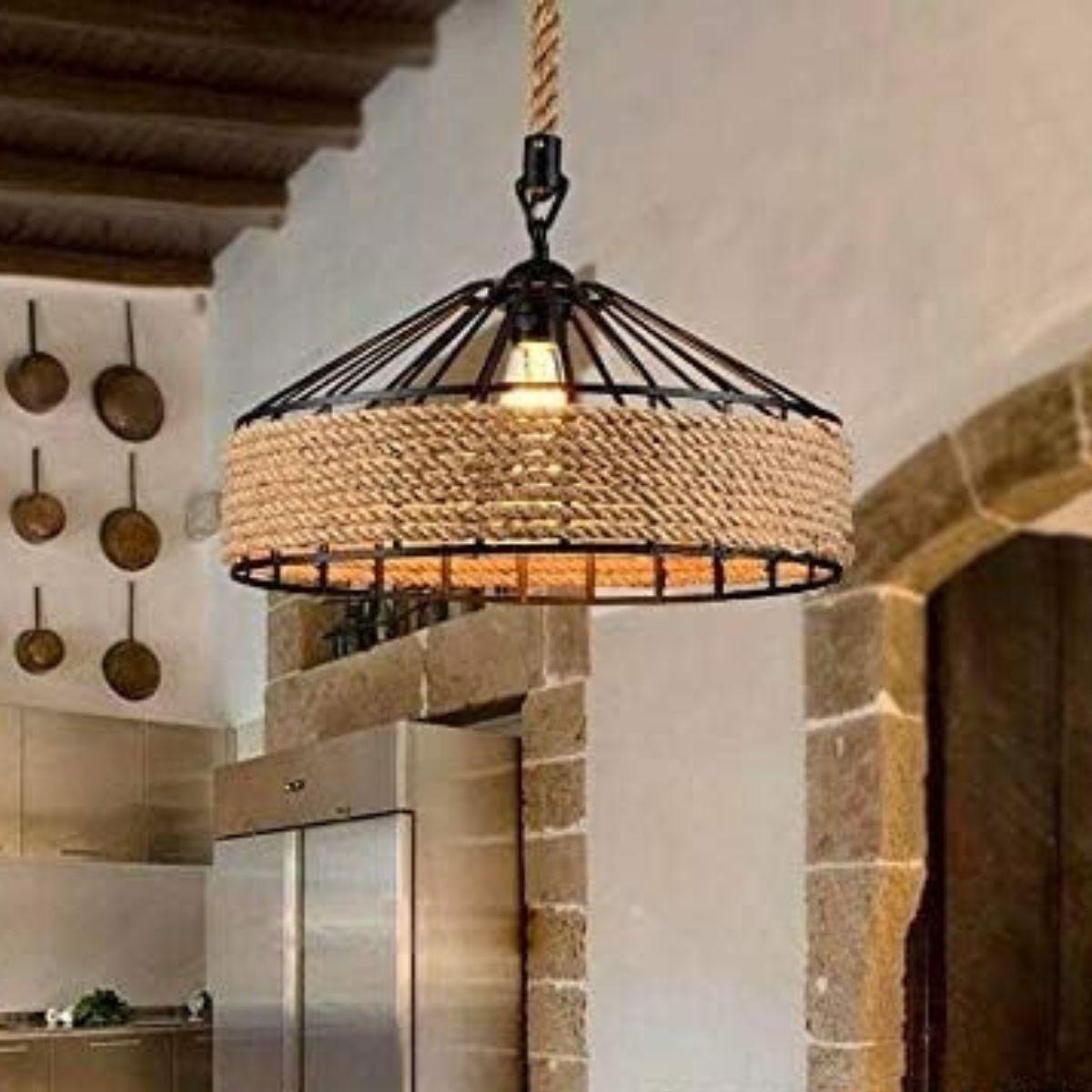 LAMPARA COLGANTE CUERDA CAÑAMO VITANGE COMEDOR HOGAR LAU-2