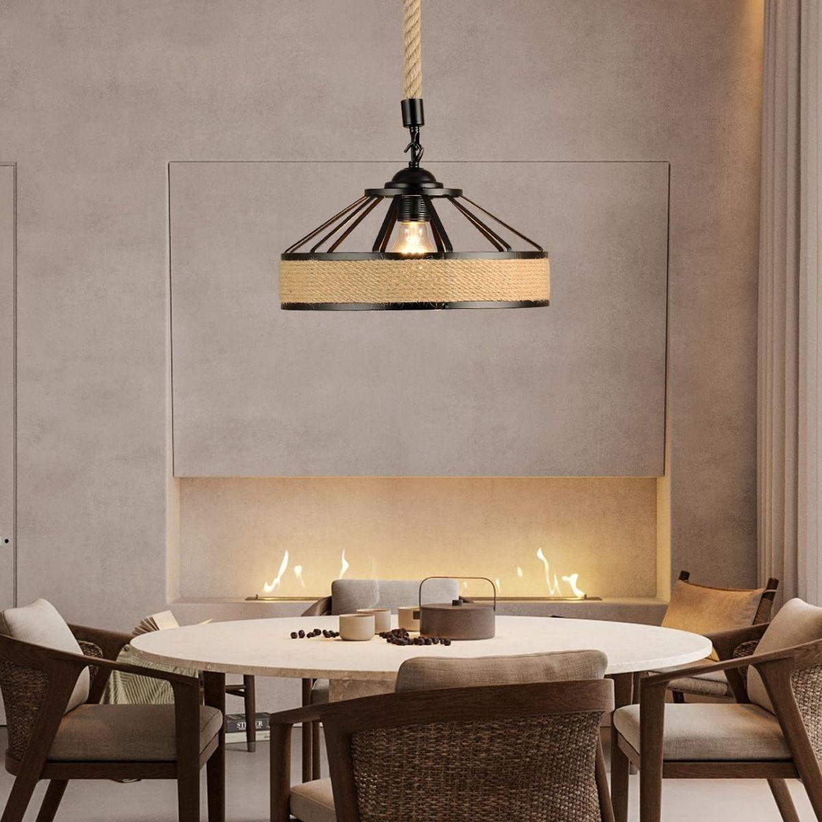 LAMPARA COLGANTE CUERDA CAÑAMO VITANGE COMEDOR HOGAR LAU-3