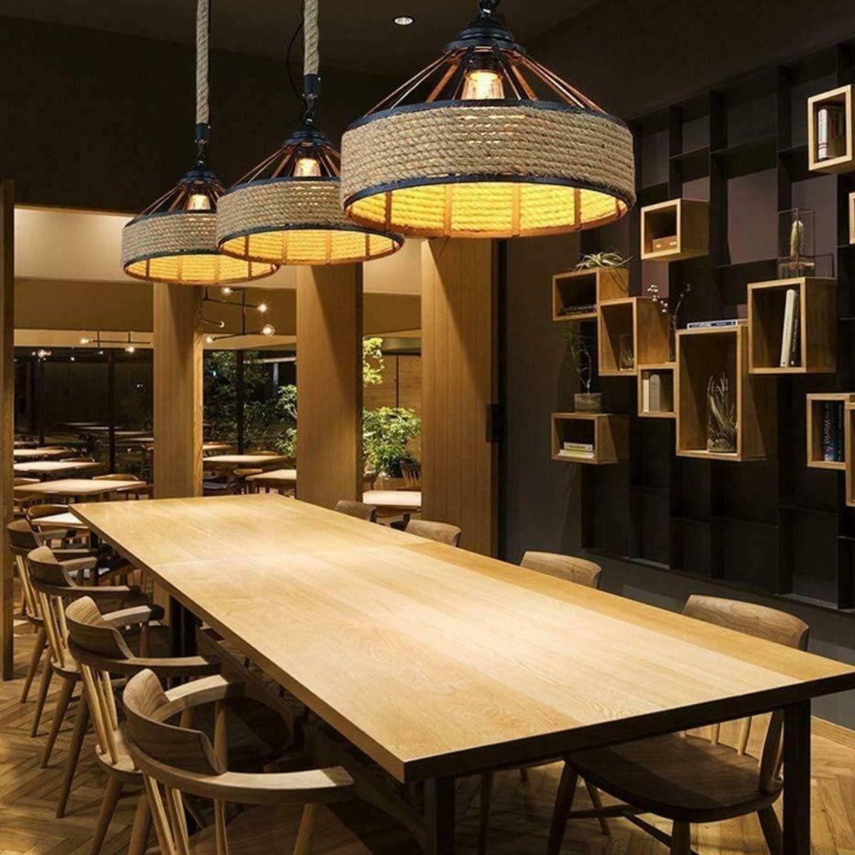 LAMPARA COLGANTE CUERDA CAÑAMO VITANGE COMEDOR HOGAR LAU-6