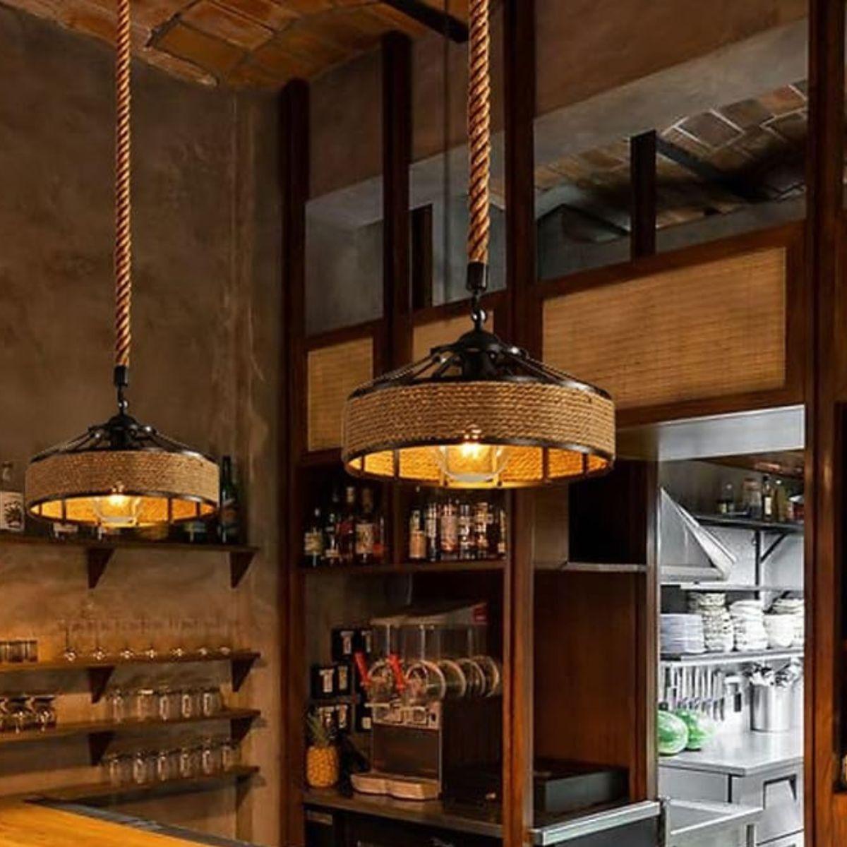 LAMPARA COLGANTE CUERDA CAÑAMO VITANGE COMEDOR HOGAR LAU-7