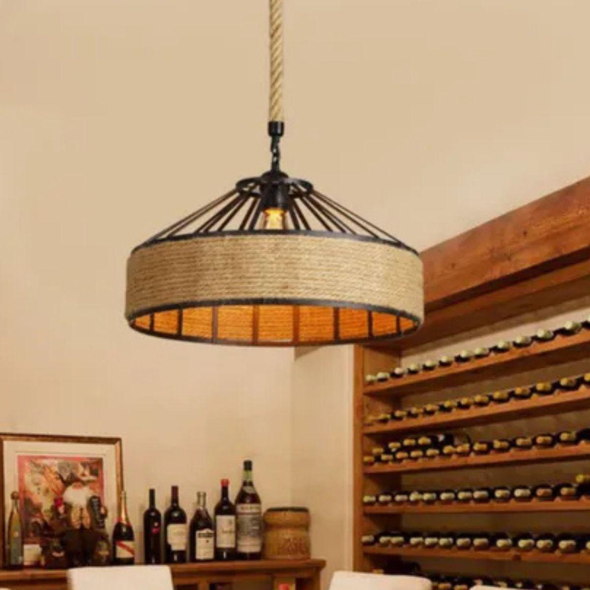 LAMPARA COLGANTE CUERDA CAÑAMO VITANGE COMEDOR HOGAR LAU-8