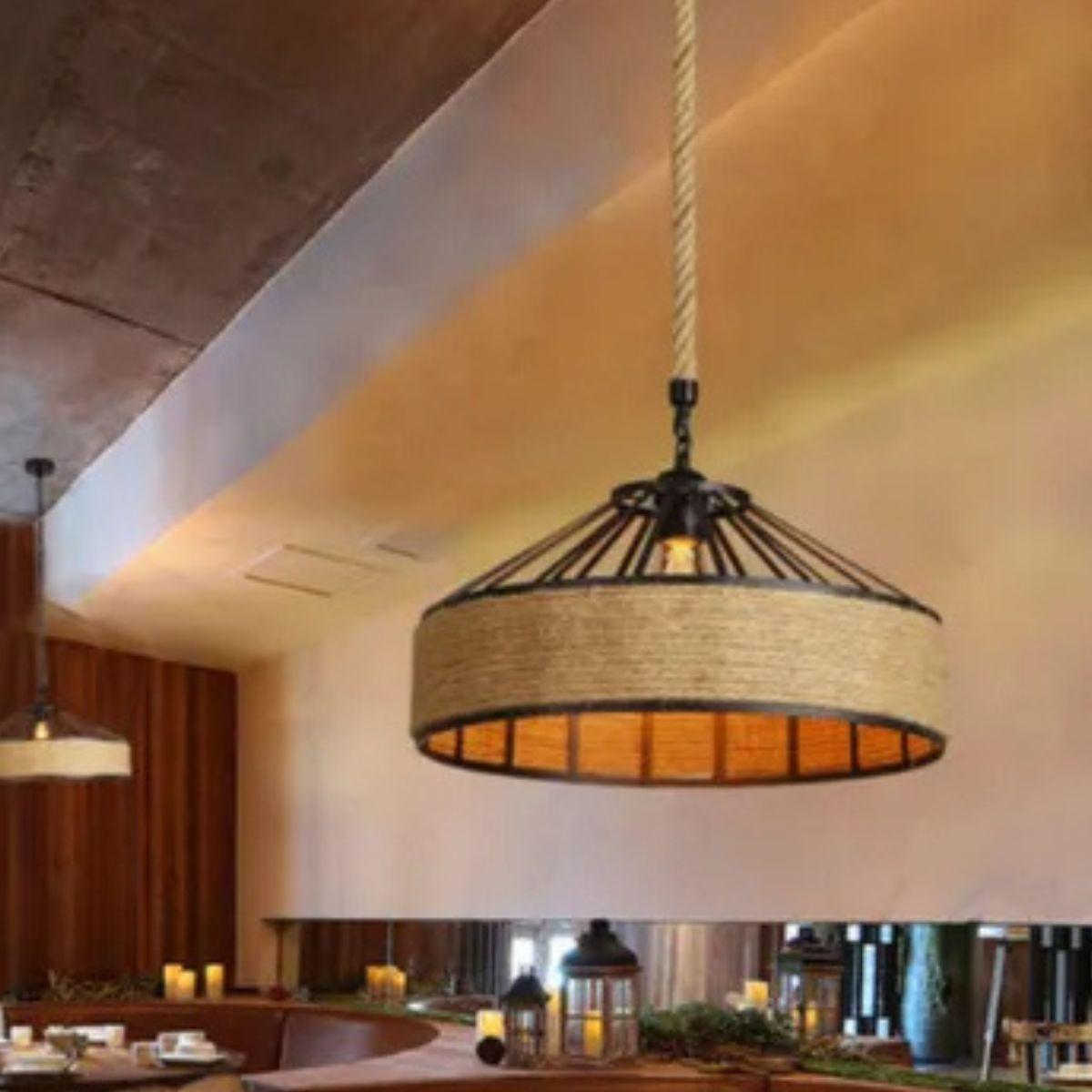 LAMPARA COLGANTE CUERDA CAÑAMO VITANGE COMEDOR HOGAR LAU-9