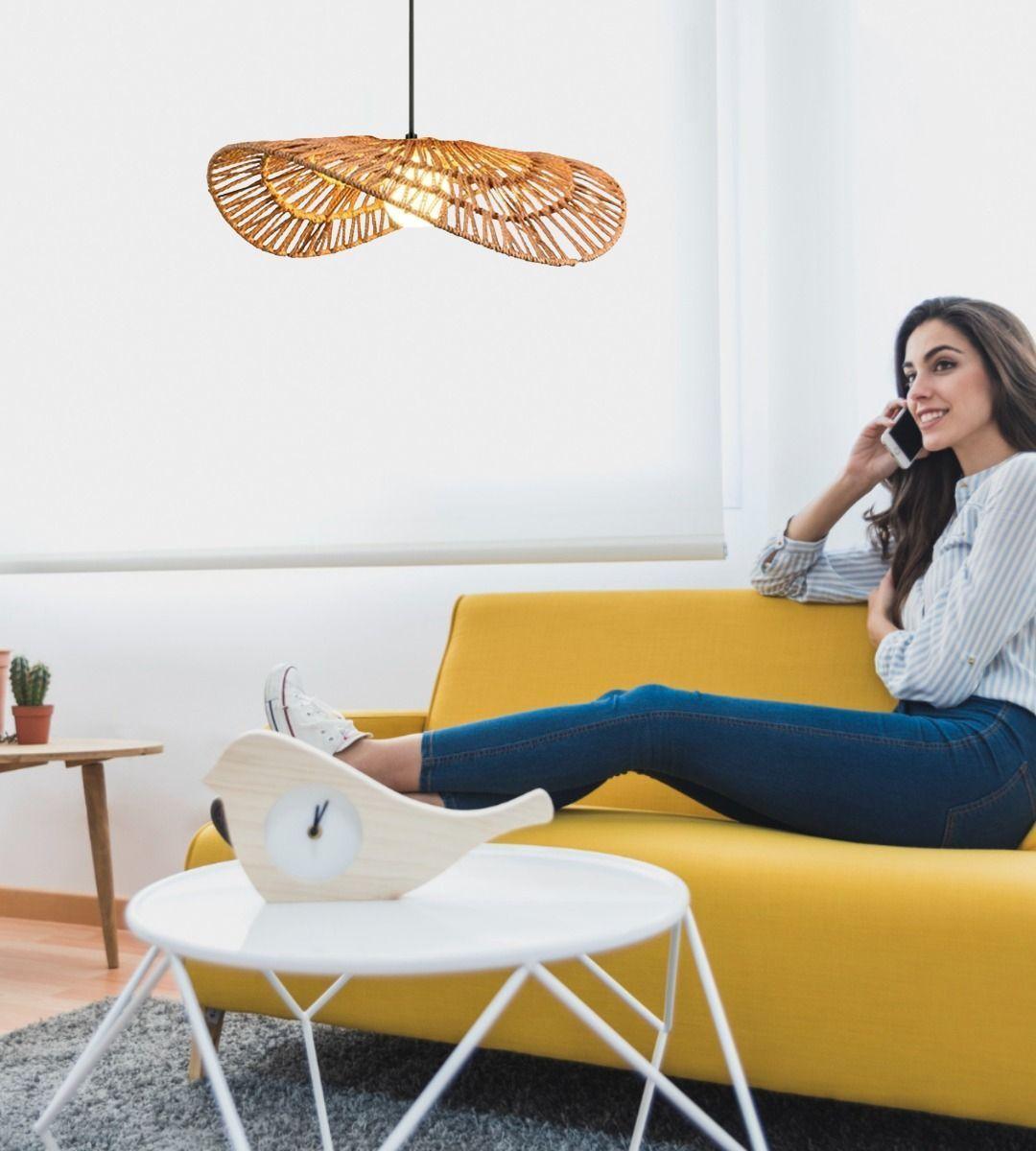 Lámpara Colgante Techo Tejida Rústica Creativa 30cm Jhn-4