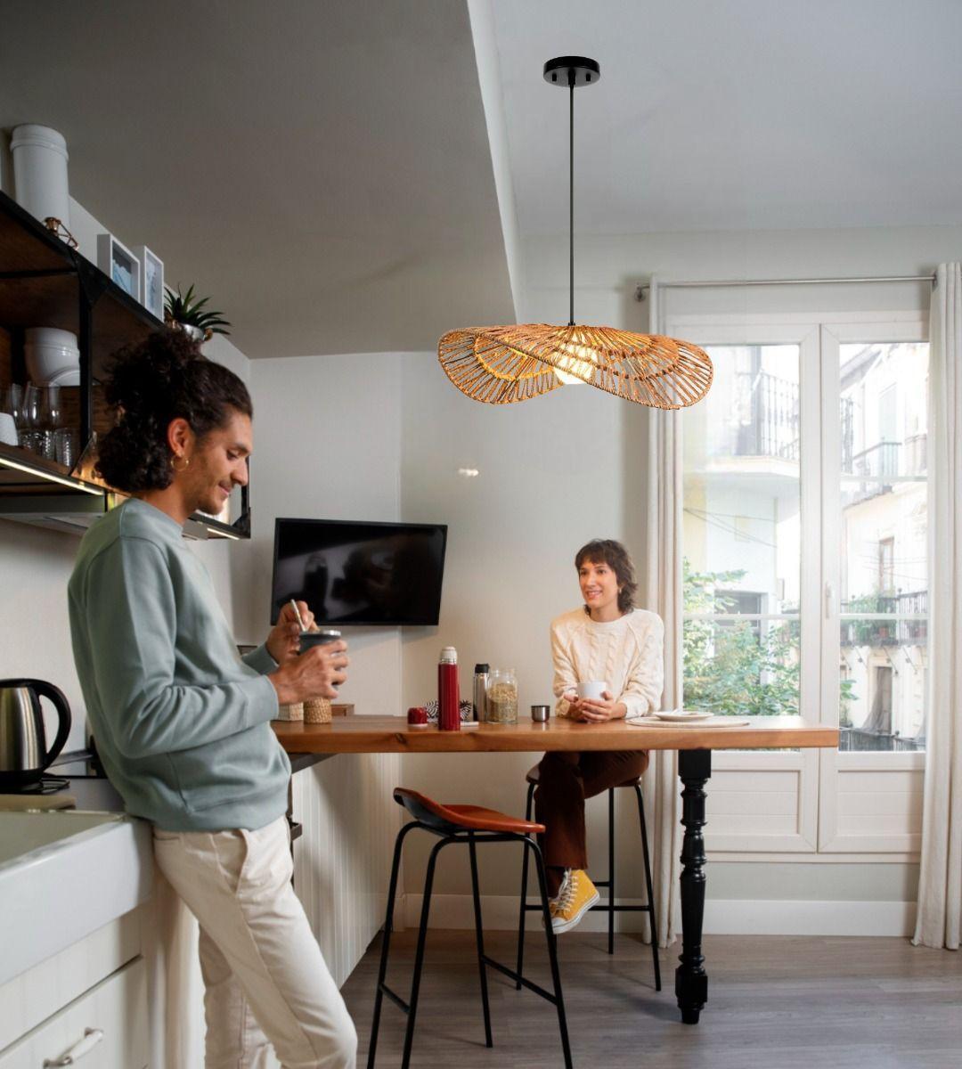 Lámpara Colgante Techo Tejida Rústica Creativa 30cm Jhn-5