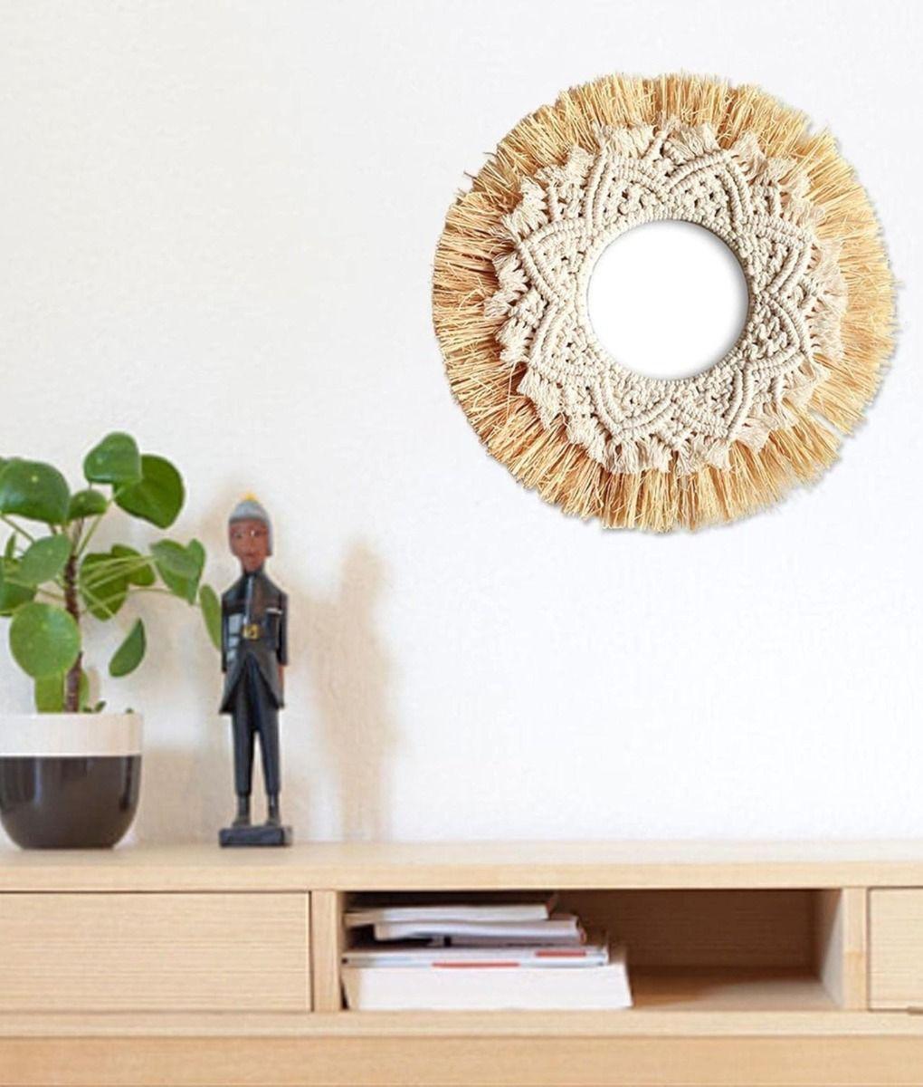 Espejo Decorativo Estilo Bohemio Tejido Adorno Pared Jhn-8