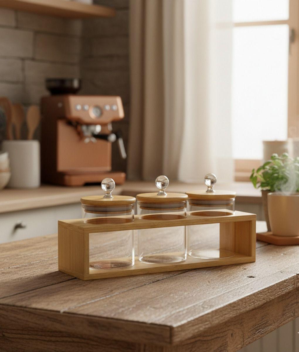 Set 3 Frascos Almacenamiento Organización Recipientes Jhn-7