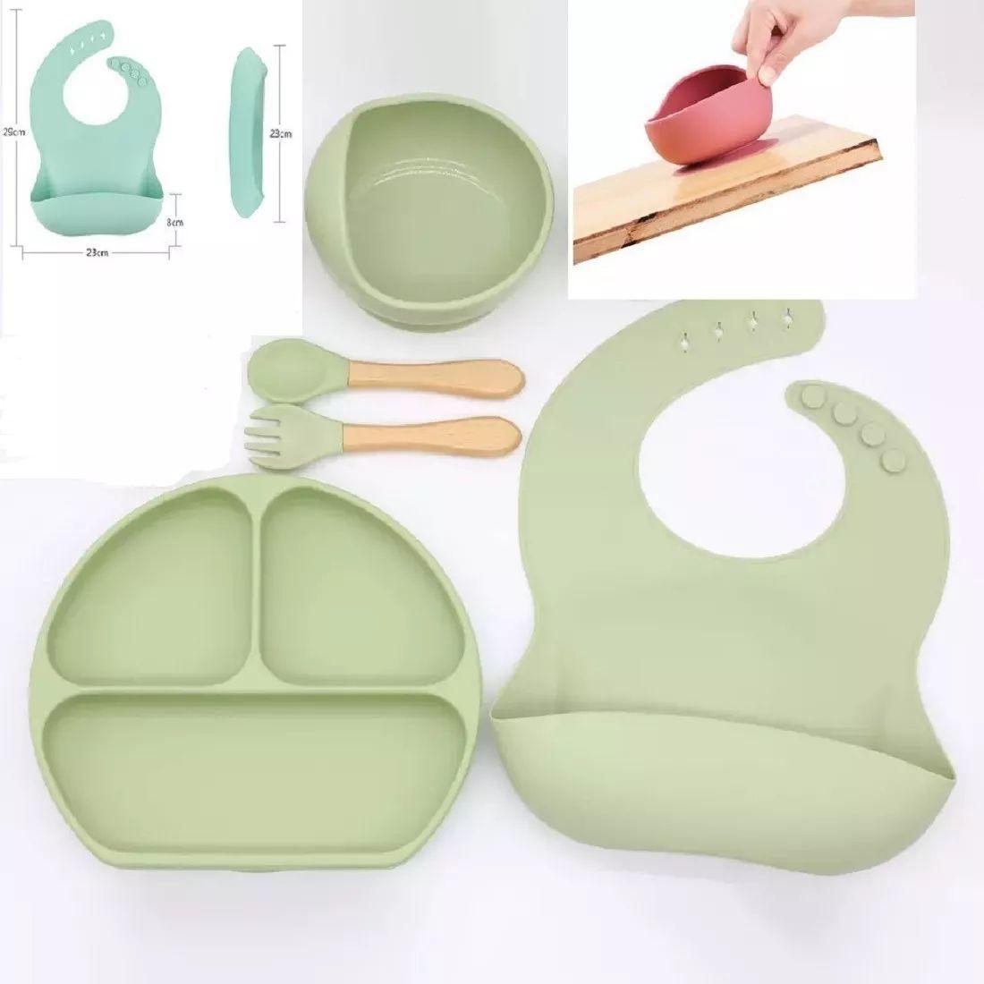 Set Vajilla Alimentación Bebe Platos Silicona Succión Rondon-7