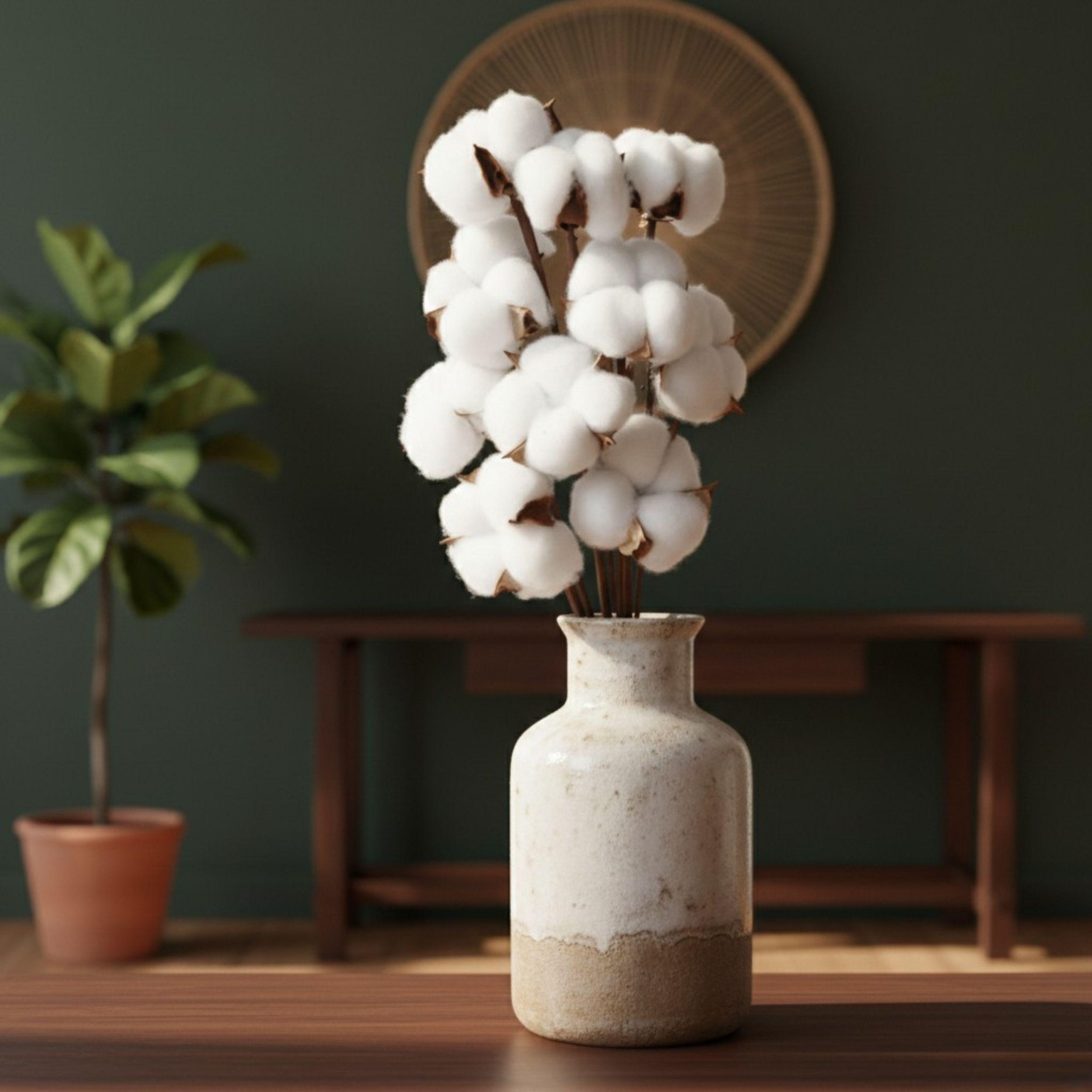Set 3 Flores Artificiales Decorativas Algodon Florero ALJ-6