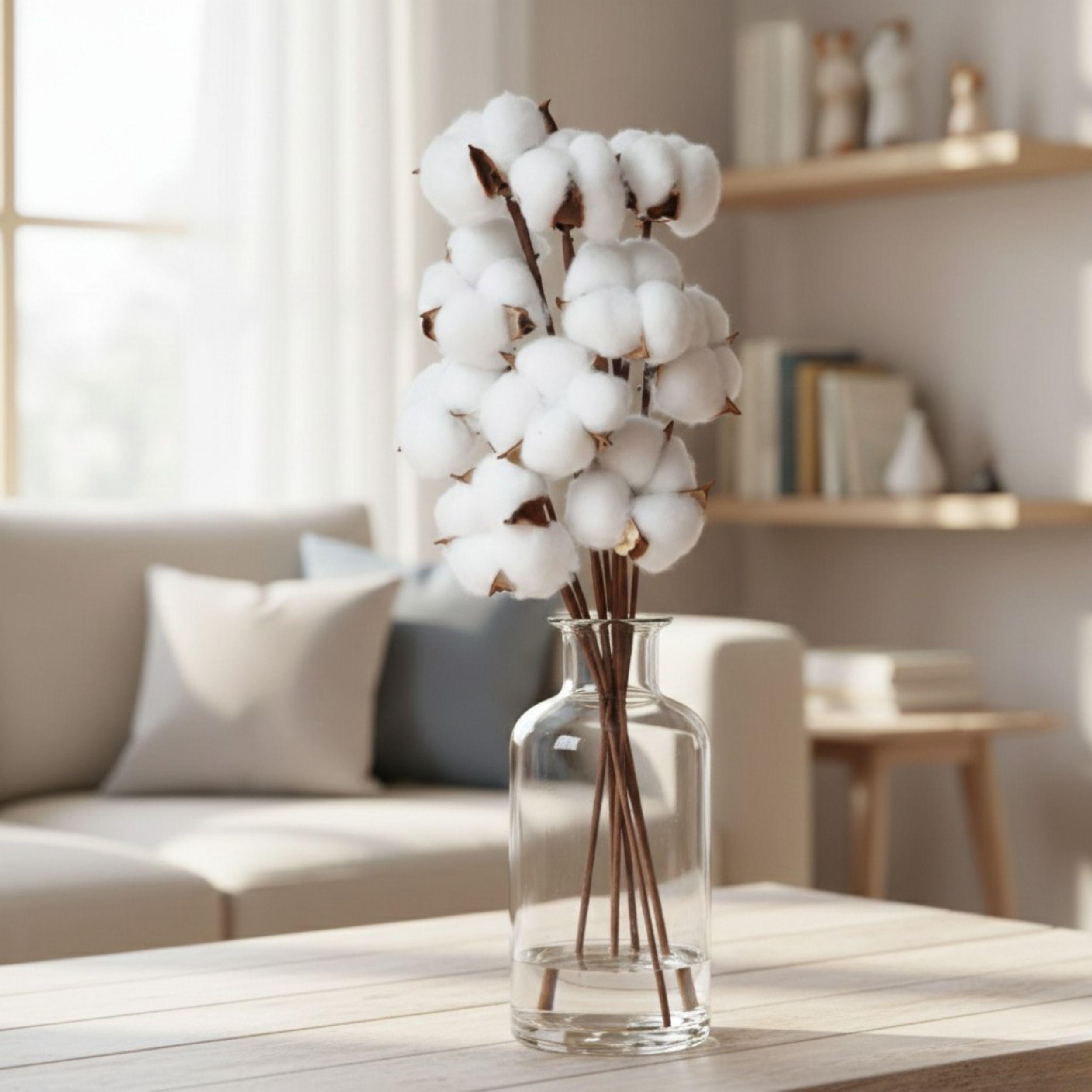Set 3 Flores Artificiales Decorativas Algodon Florero ALJ-7