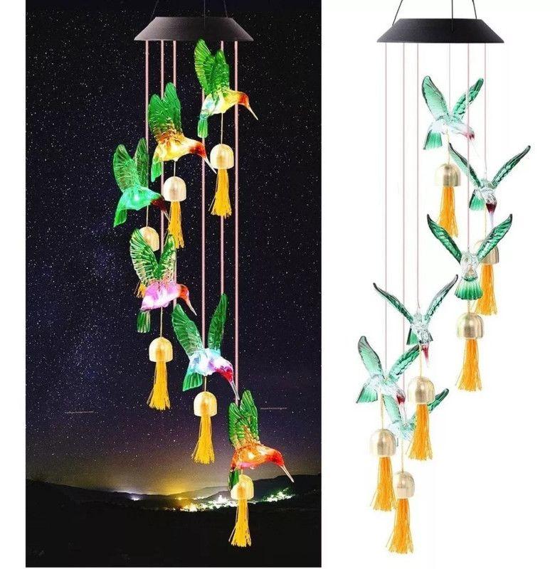 Lámpara Solar Carillón Viento Led Colibri Lau-4