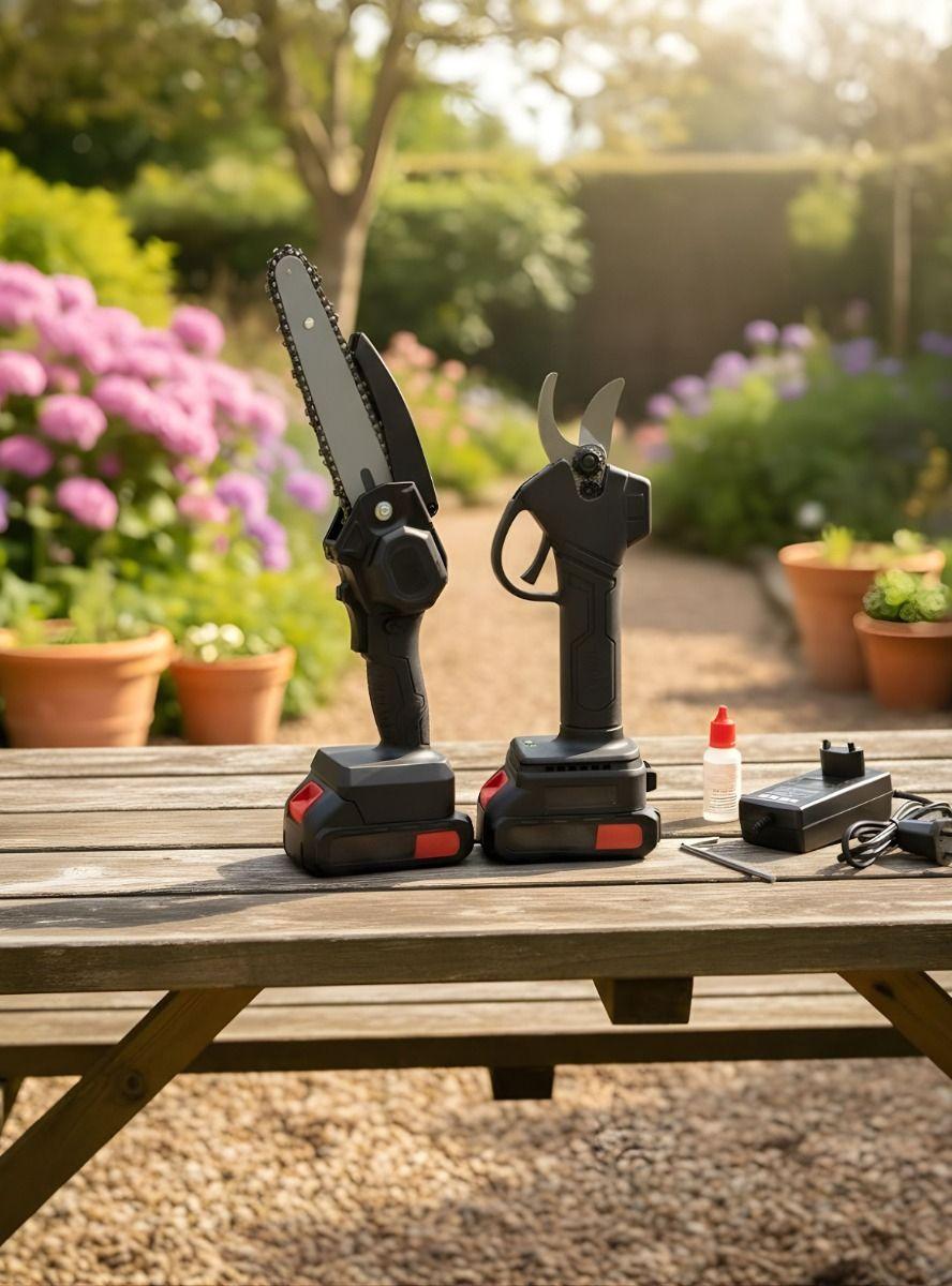 Kit Jardinería Mini Motosierra Pequeña Tijera Podar Jhn-8