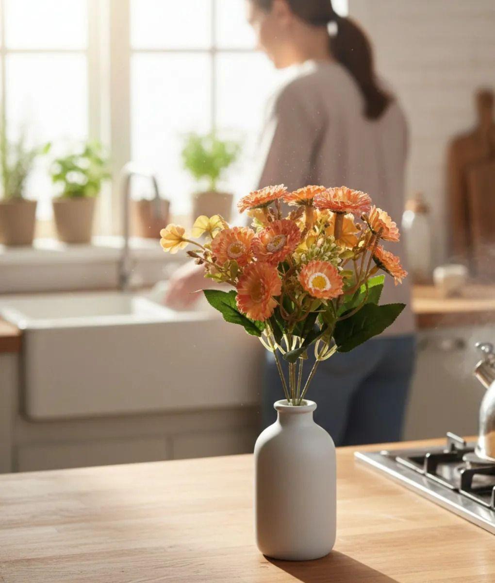 Set 4 Ramo Flores Artificiales Frescura Encanto Adorno Jhn-5