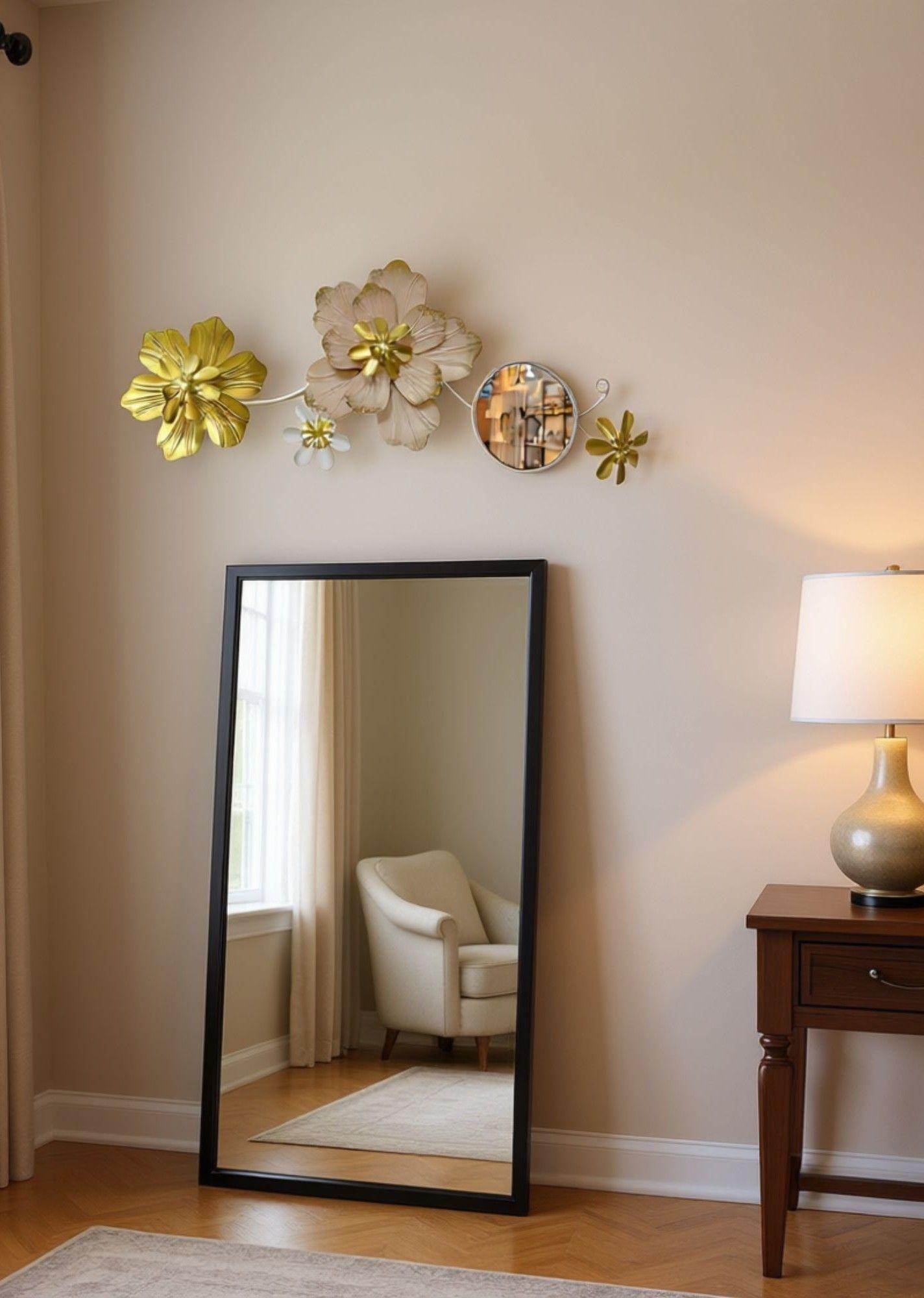 Espejo Decorativo Pared Adorno Versátil Flores Hogar Jhn-5