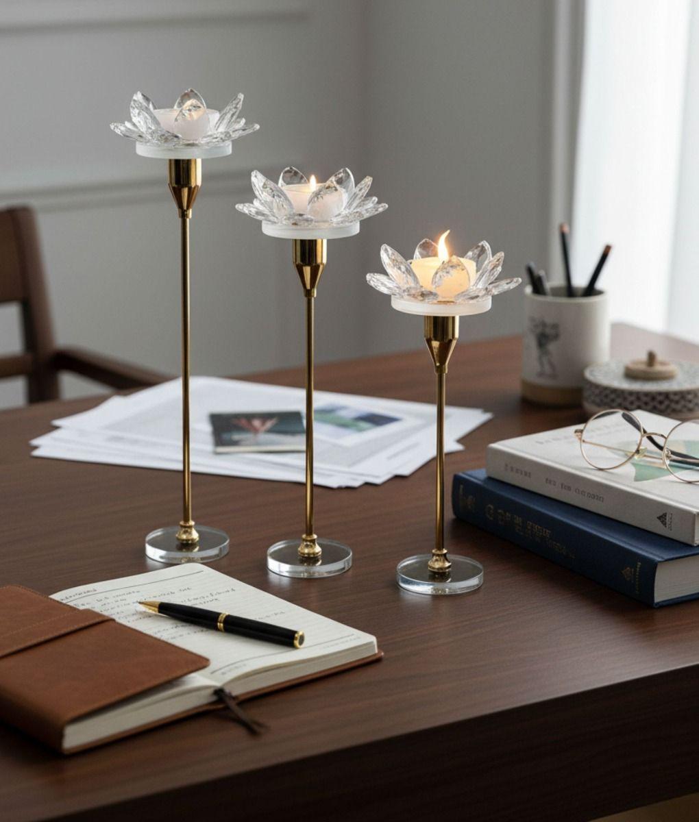 Set 3 Portavelas Decorativo Flor Pétalos Adorno Hogar Jhn-9