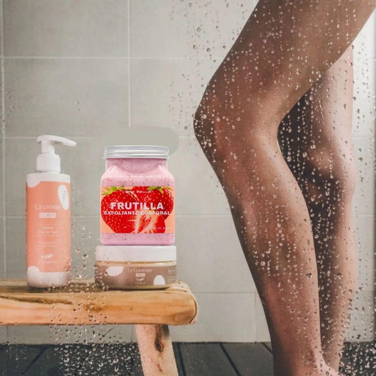 SET 2 EXFOLIANTES CORPORALES FRUTILLA PIEL SUAVE FRECA LAU-8