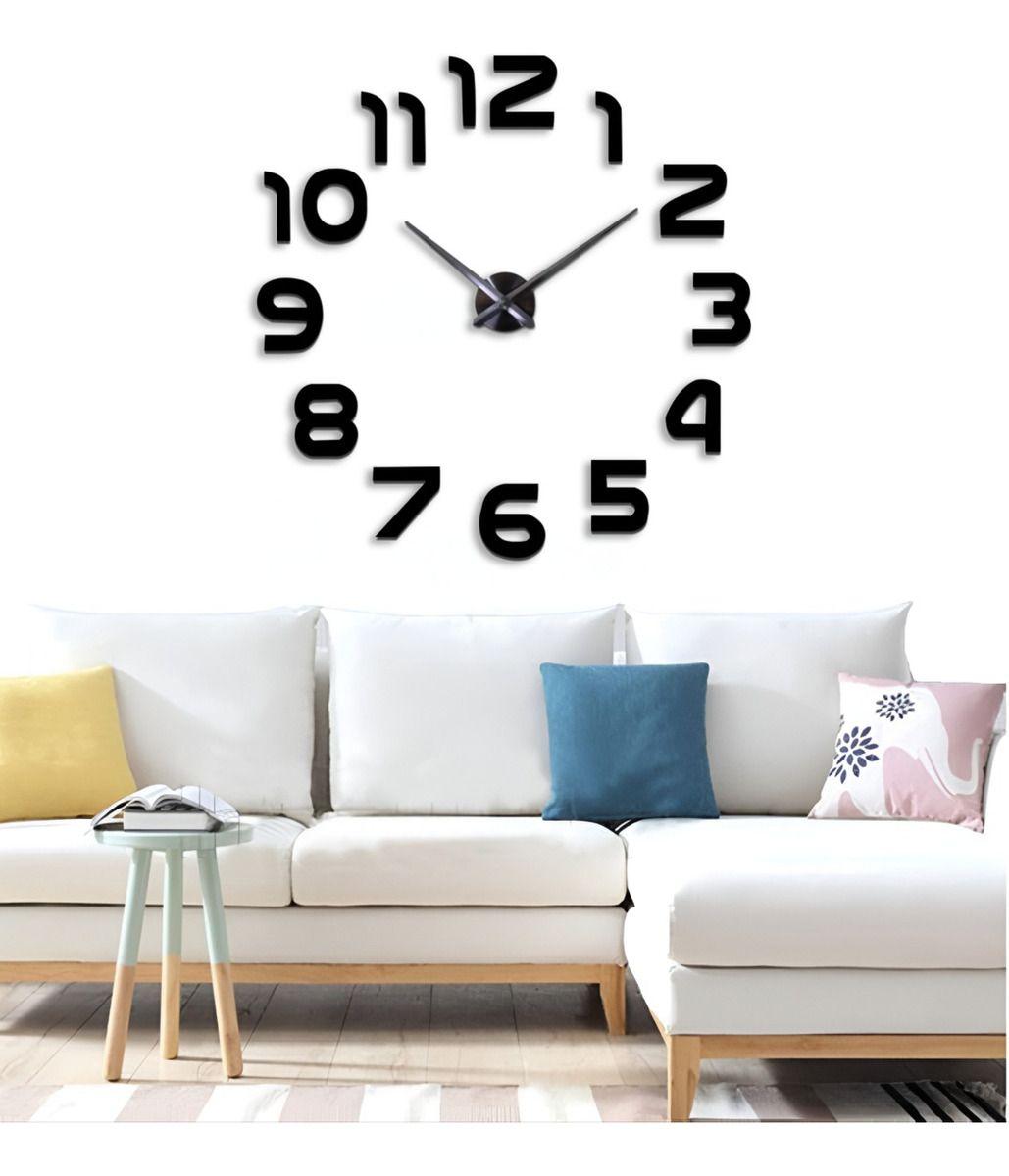 Reloj Para Pared 3D Grande Negro Gran Diseño Moderno Jhn-8