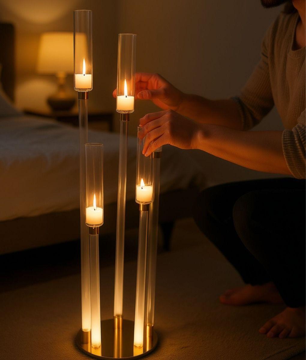 Portavelas Decorativo Funcional Moderno Piso Mesa Adorno Jhn-2