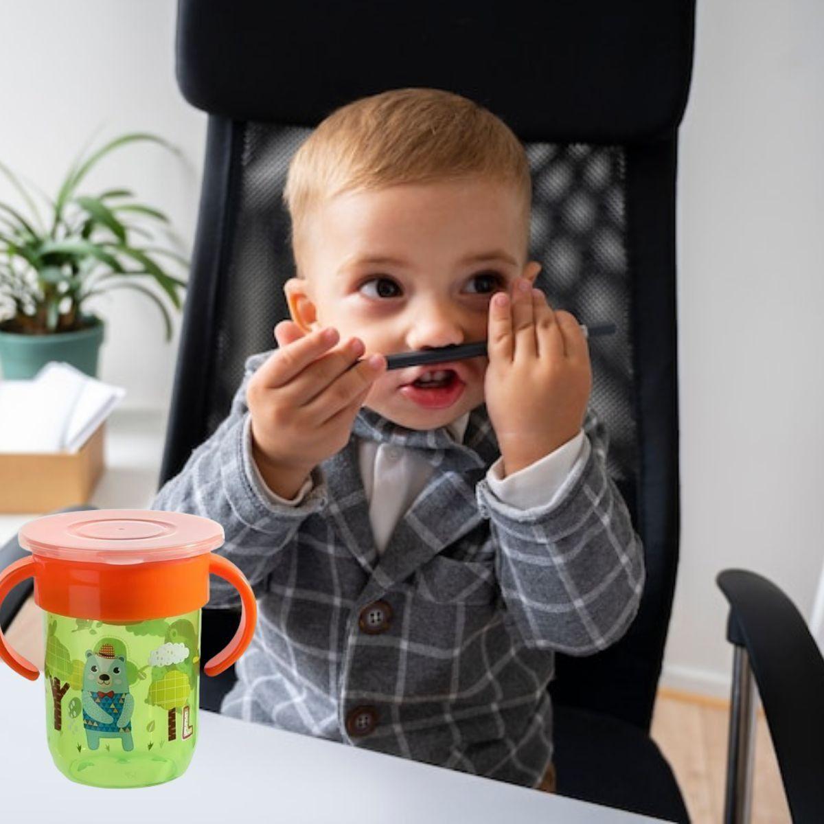 SET 3 VASOS ASA GIRATORIO ANTIDERRAME DIVERTIDO NIÑOS LAU-5