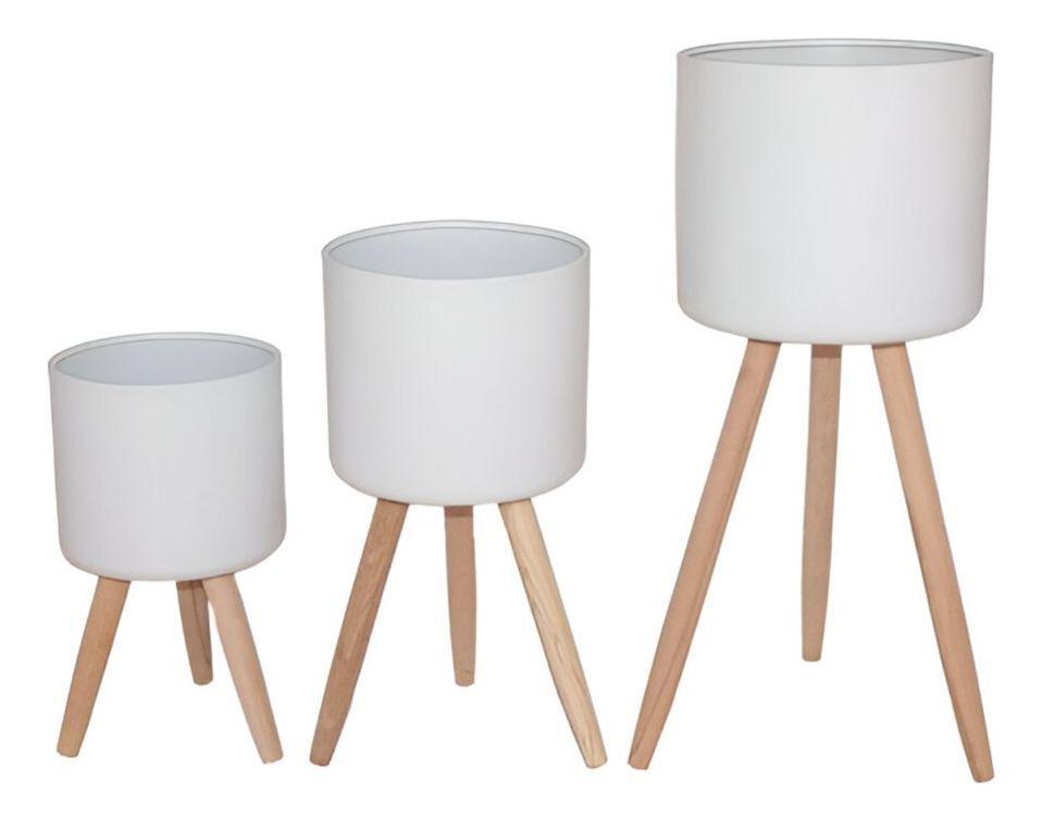 Set Macetas Planta Patas Interior Exterior Flores Blanca Jhn-2