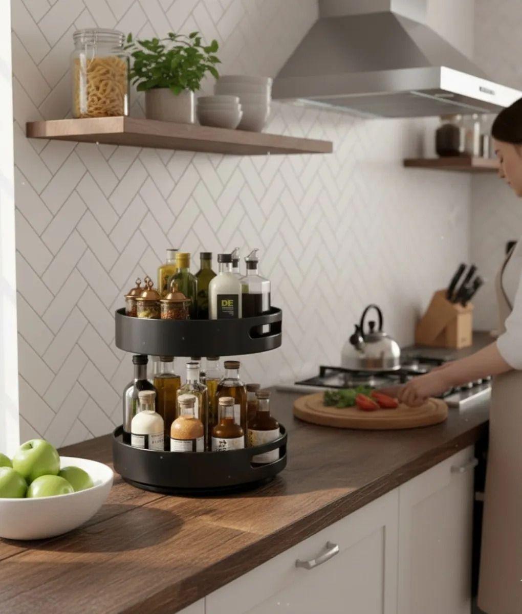 Bandeja Giratoria Decorativa Doble Nivel Organización Jhn-4