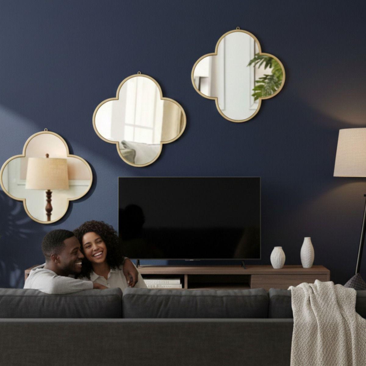 Set 3 Espejo Decorativo Pared Elegancia Clásica Adorno Jhn-3