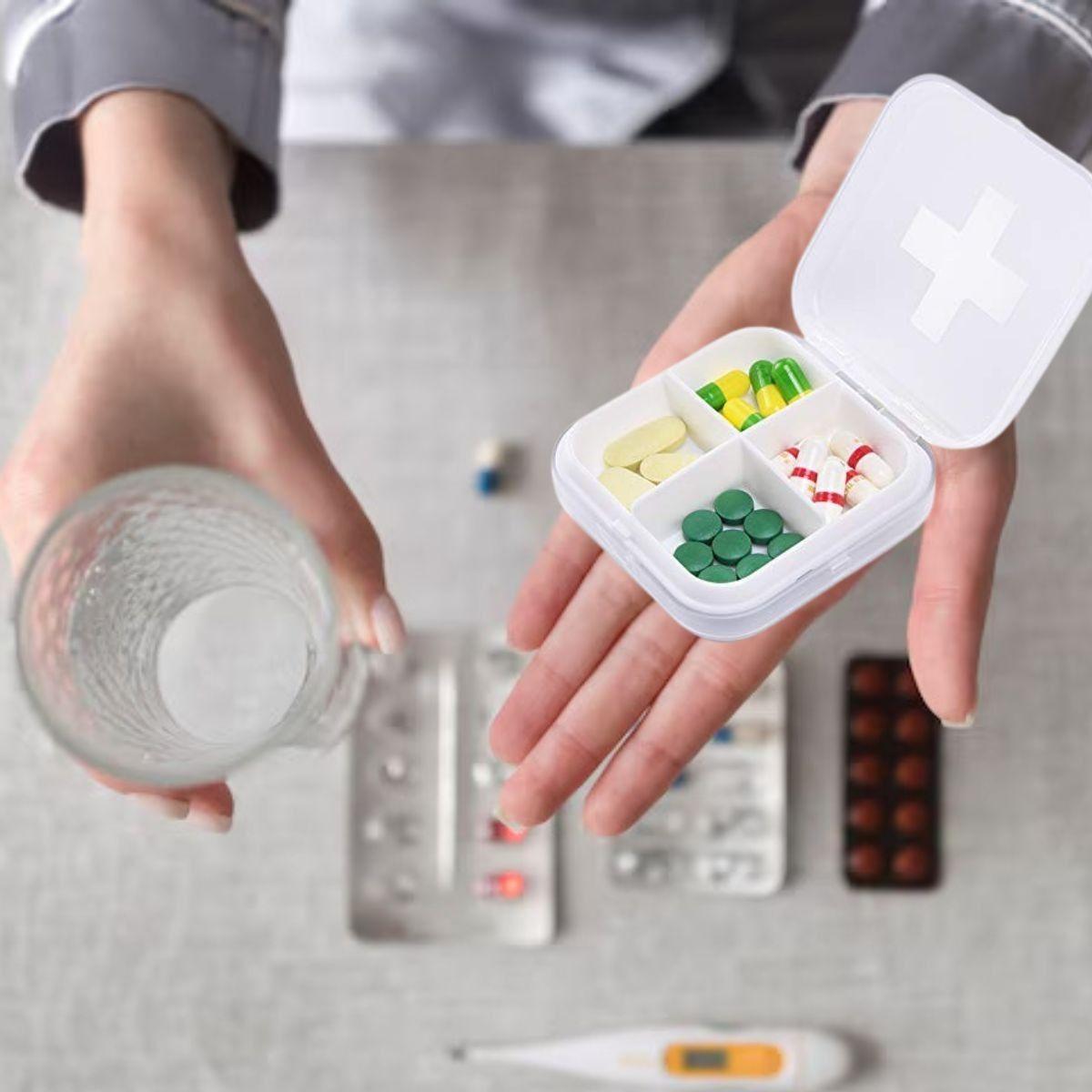 SET 6 PASTILLERO PLASTICO 4 COMPARTIMIENTOS MEDICAMENTOS LAU-3