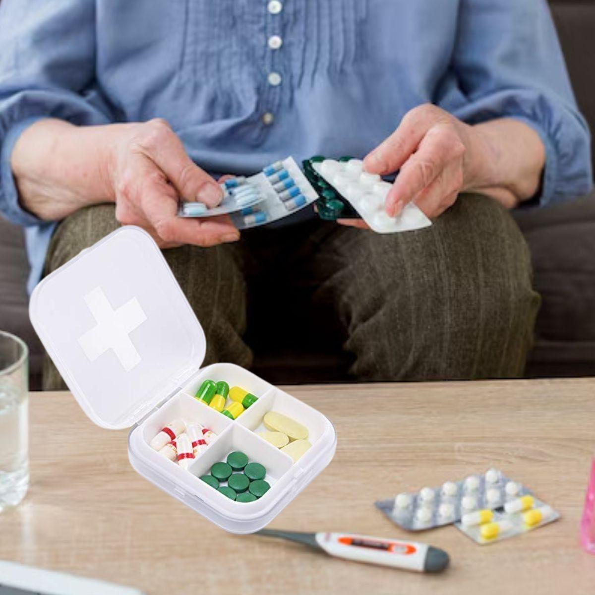 SET 6 PASTILLERO PLASTICO 4 COMPARTIMIENTOS MEDICAMENTOS LAU-4