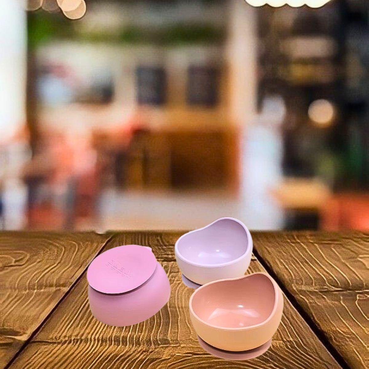 Set 2 Platos Tazon Silicona Antideslizante Comida Bebes Lau-2