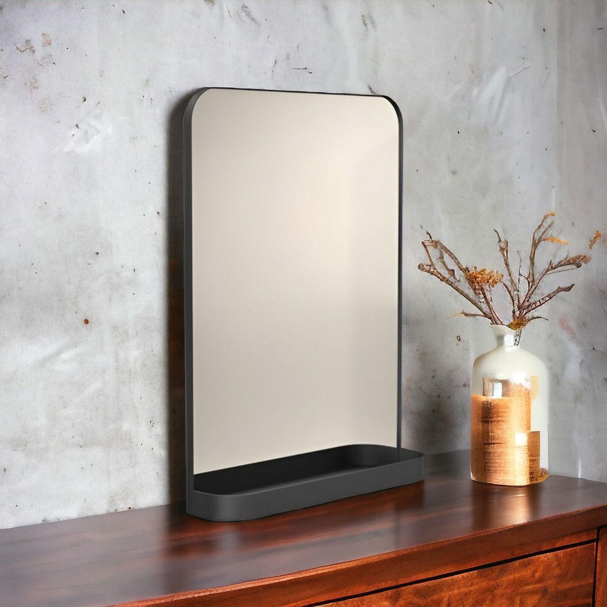 Espejo Pared Rectangular Estante Marco Redondeado Jhn-3