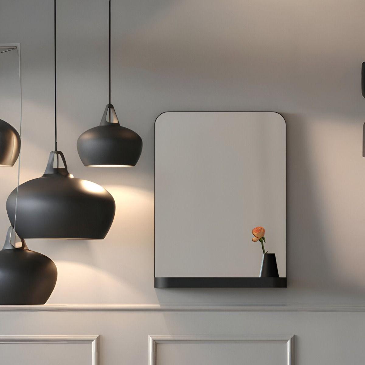 Espejo Pared Rectangular Estante Marco Redondeado Jhn-6