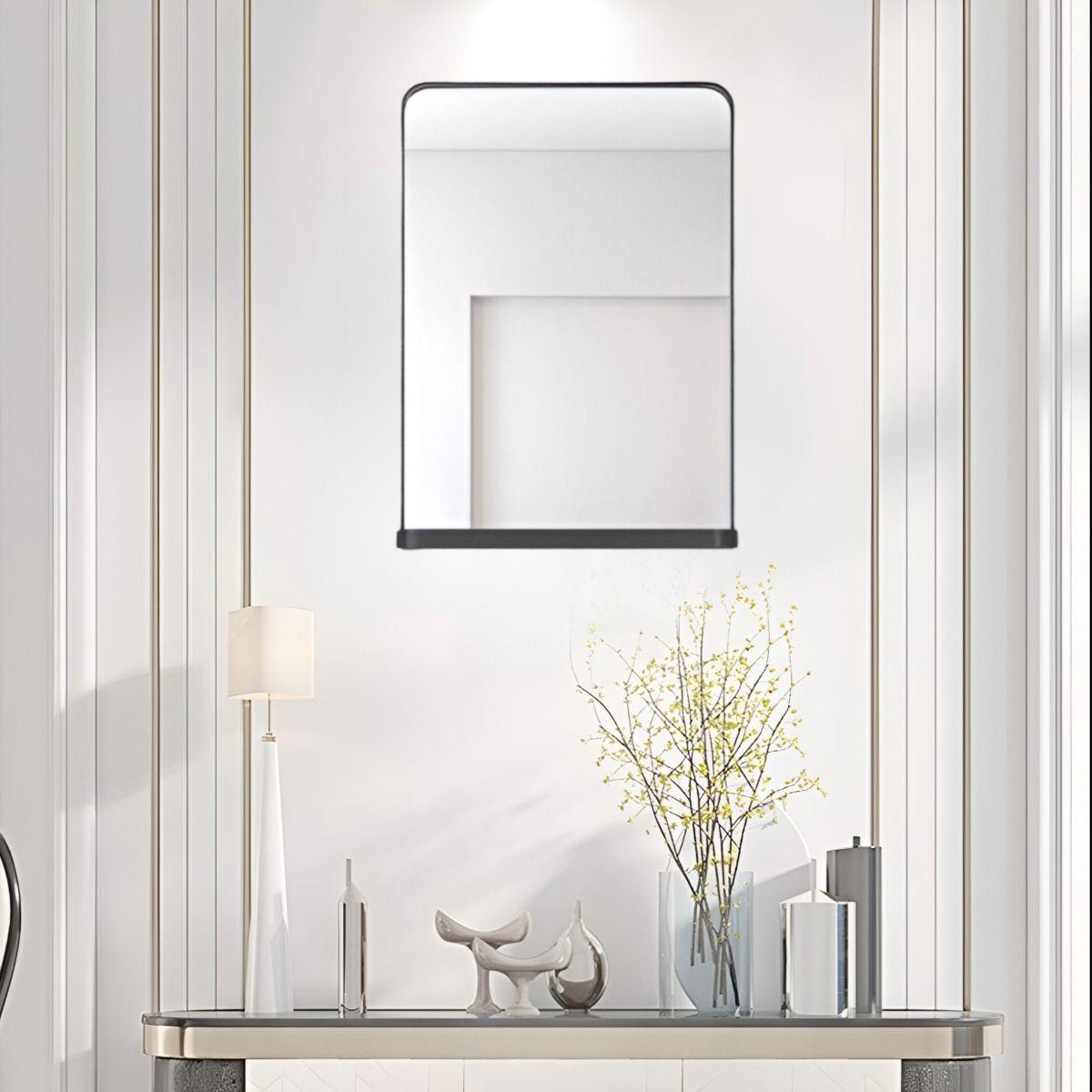 Espejo Pared Rectangular Estante Marco Redondeado Jhn-7